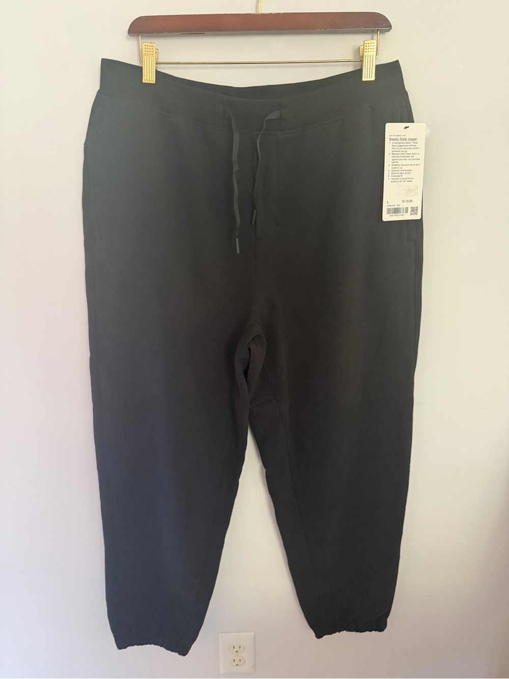 Lululemon Men's Black Drawstring Jogger Men’s Steady State Jogger L NWT